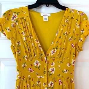 Floral Yellow Midi Dress